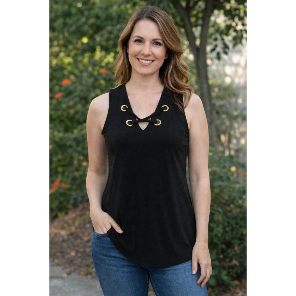 Michael by Michael Kors Sleeveless V-neck Cross Strap Blouse Top size SMALL